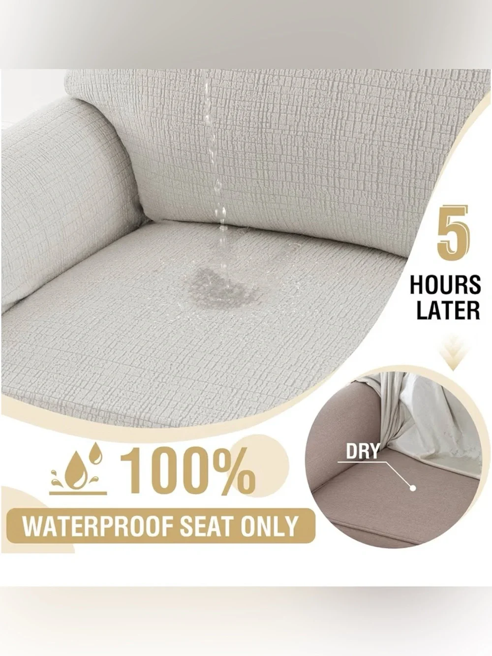 Sofa Slipcover with Waterproof Seat Furniture Protector (Sofa XL, Pale Oak)